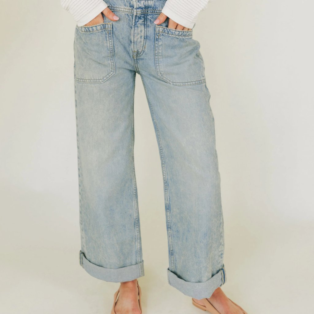 New Free People Palmer Cuffed Jeans Denim Blue For Women 252